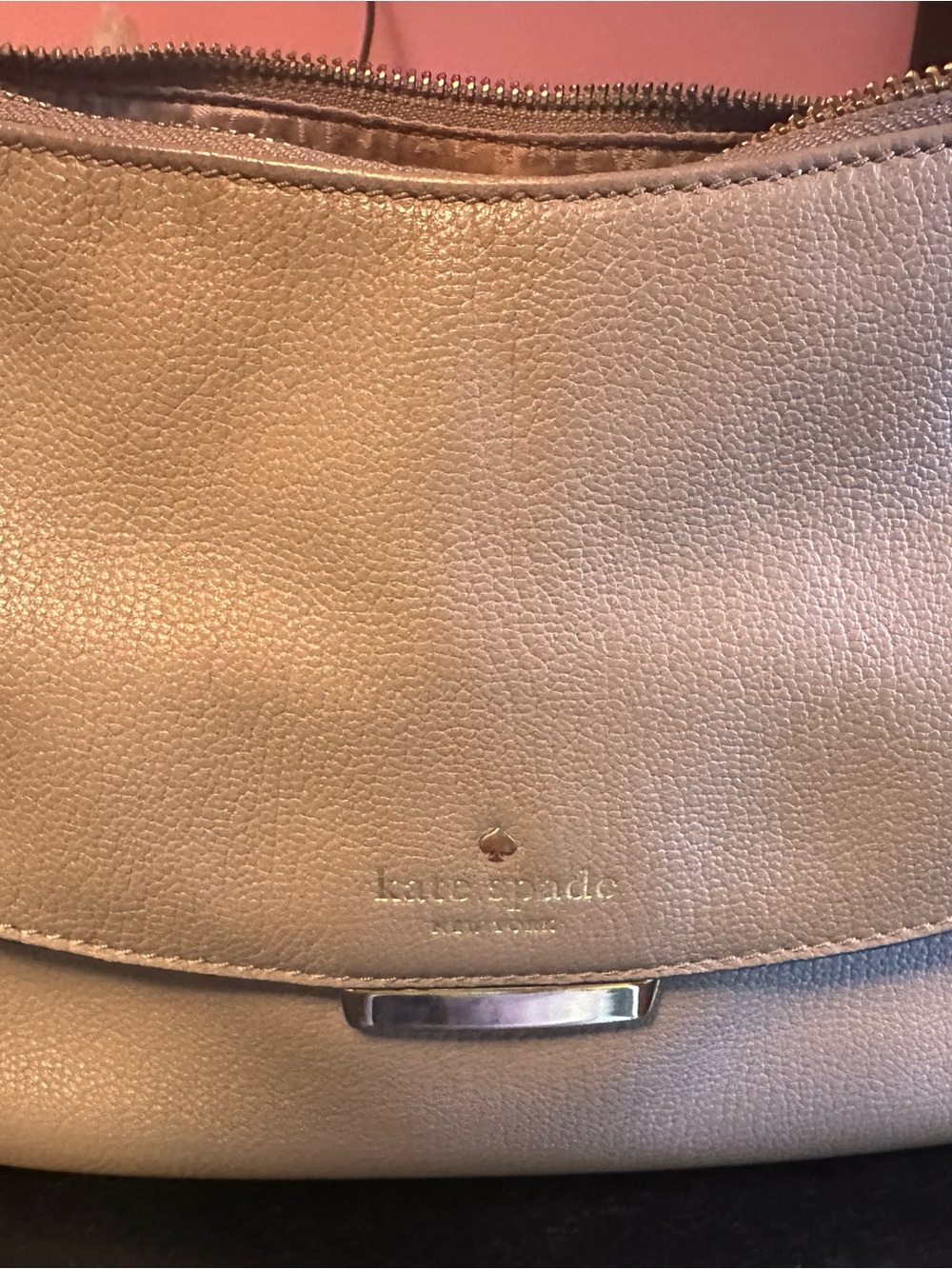kate spade soft nude pebbled leather shoulder bag